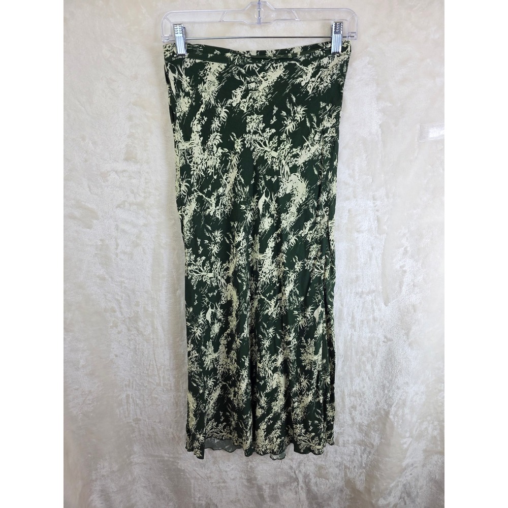 Free‎ People Forest Green Botanical Print Viscose Midi Skirt XS OB868457